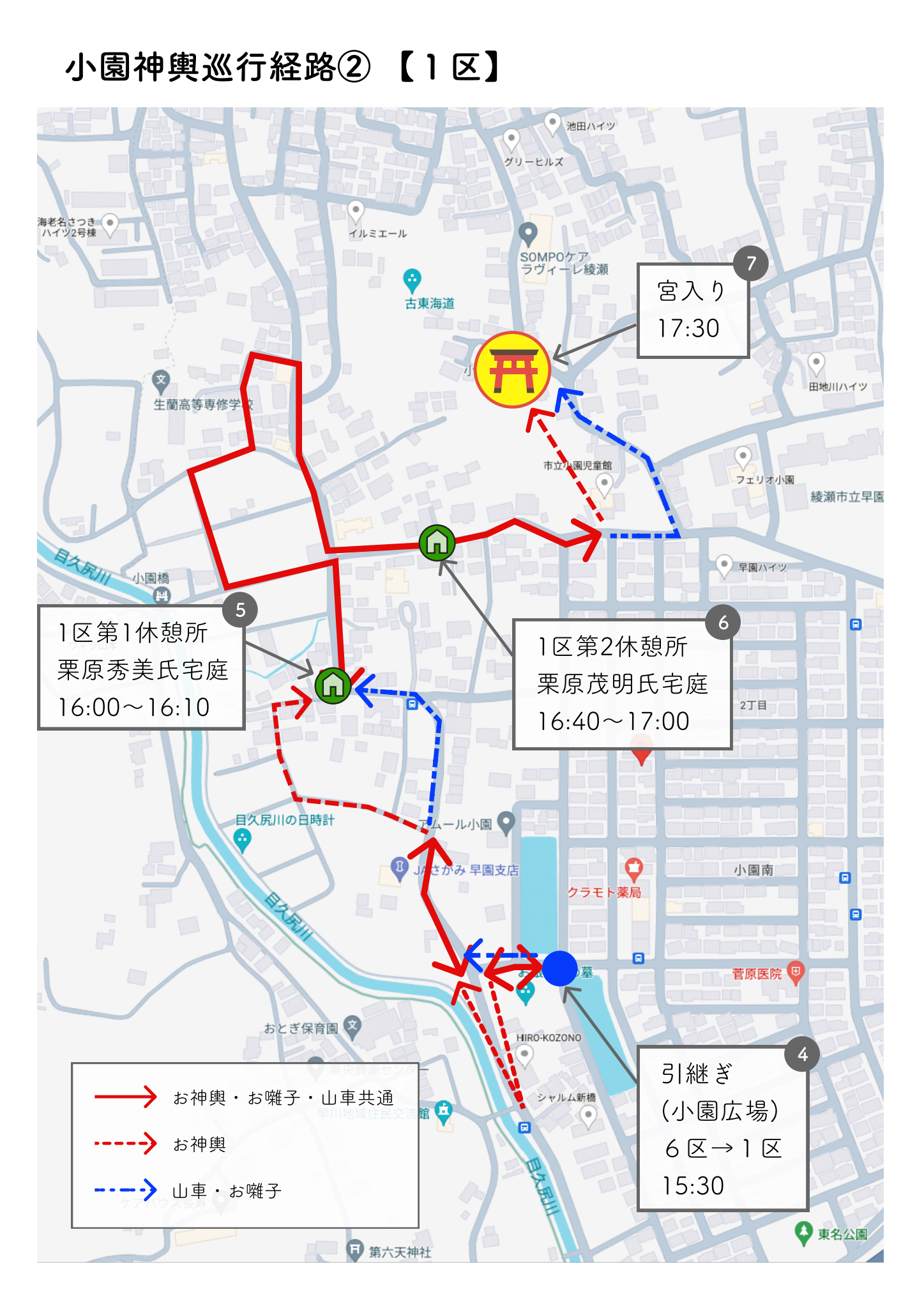 1区小園神輿巡行経路